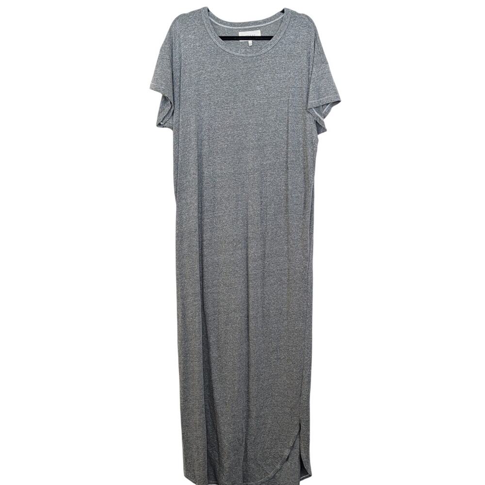 The Great. T-Shirt Dress Womens 3/L Heather Grey Short Sleeve Relaxed Midi/Maxi - Picture 2 of 12